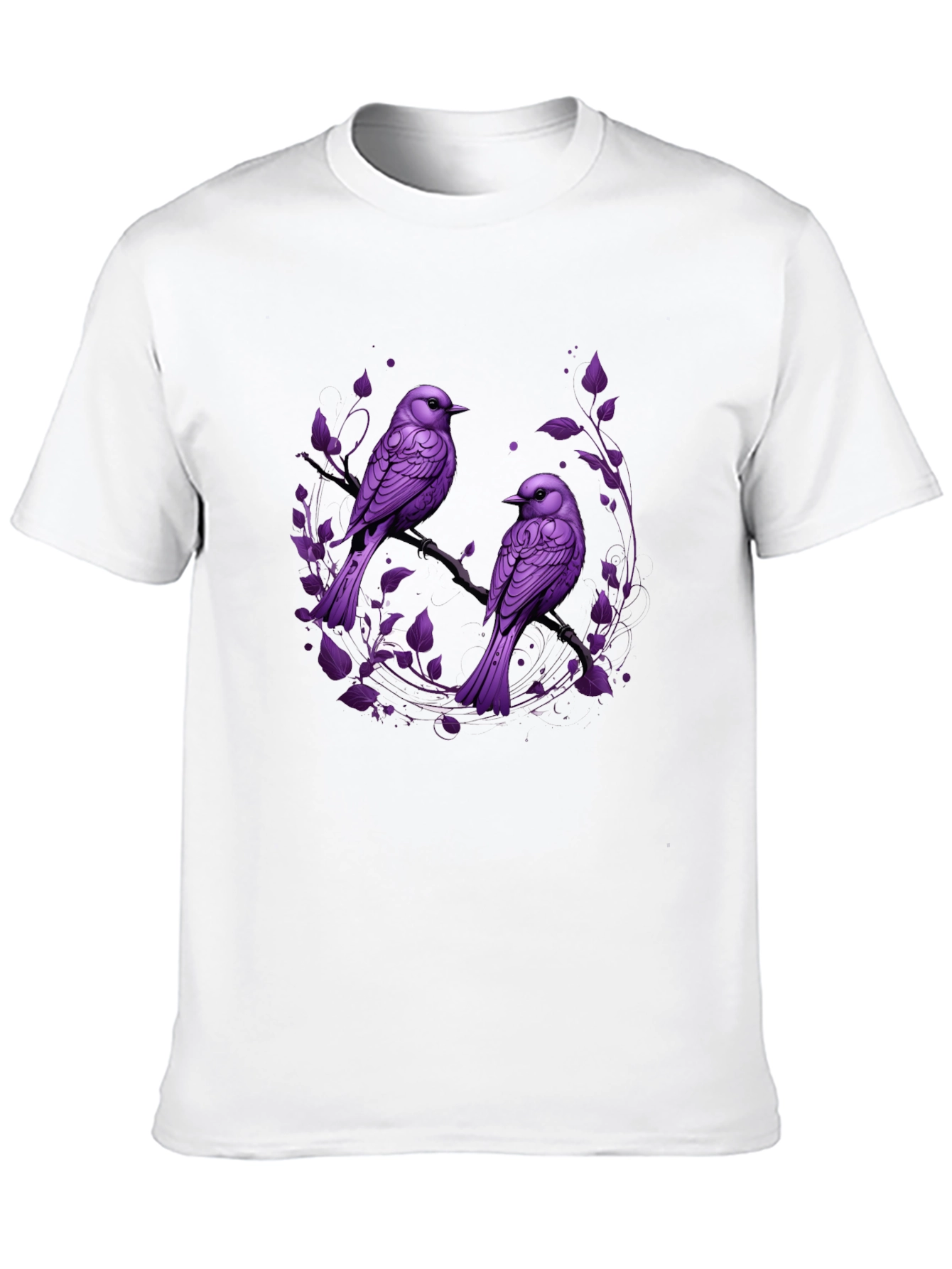 Purple Bird Graphic Tee - Nature Inspired Mens T-Shirt