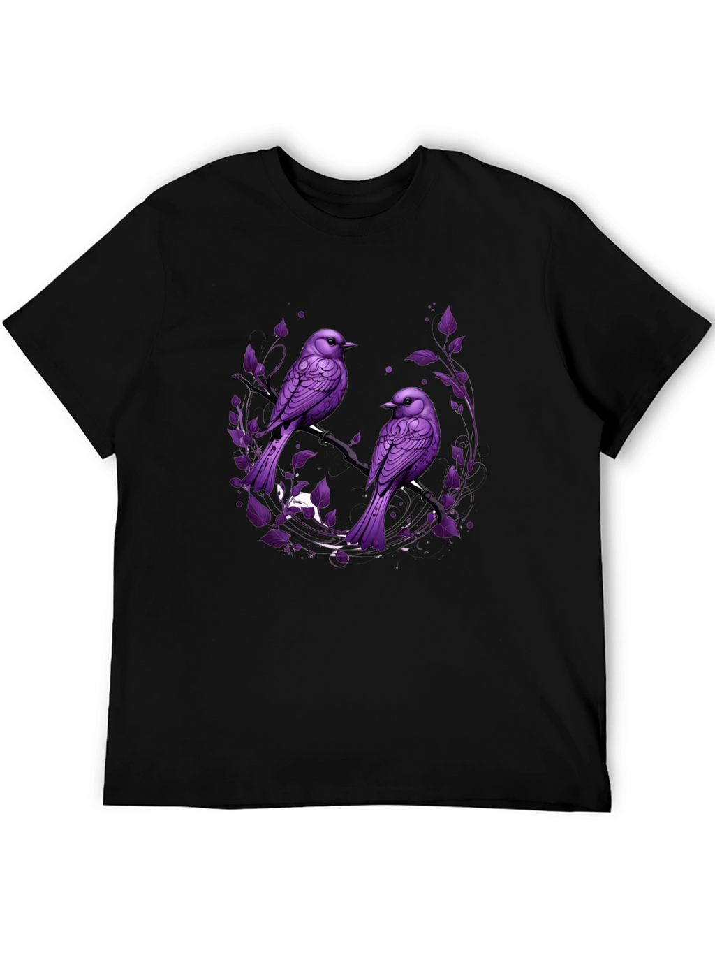Purple Bird Graphic Tee - Nature Inspired Mens T-Shirt
