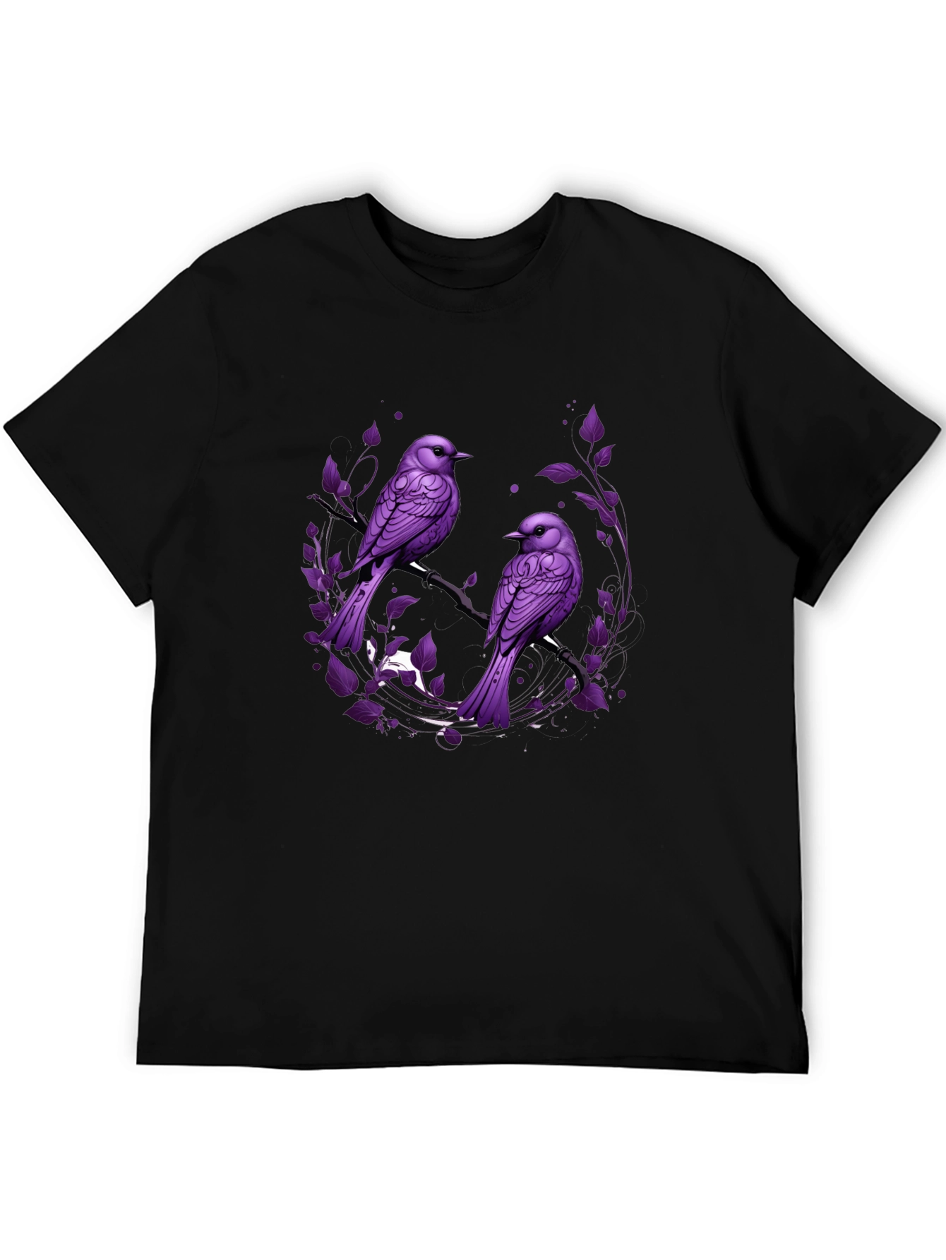Purple Bird Graphic Tee - Nature Inspired Mens T-Shirt