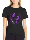 Purple Bird Graphic Tee - Nature Inspired Mens T-Shirt