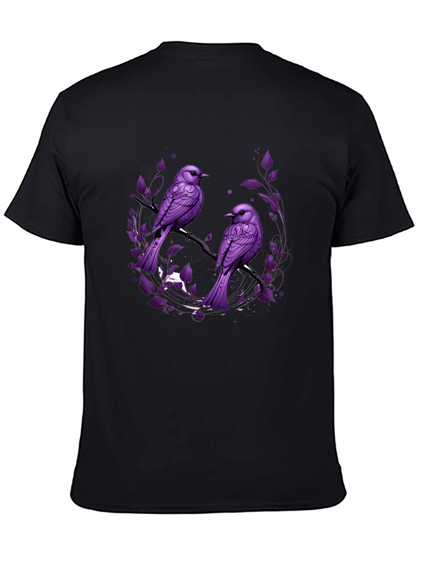 Purple Bird Graphic Tee - Nature Inspired Mens T-Shirt