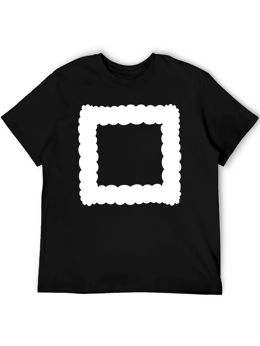 Modern Black T-Shirt with Cloud-Edge White Frame