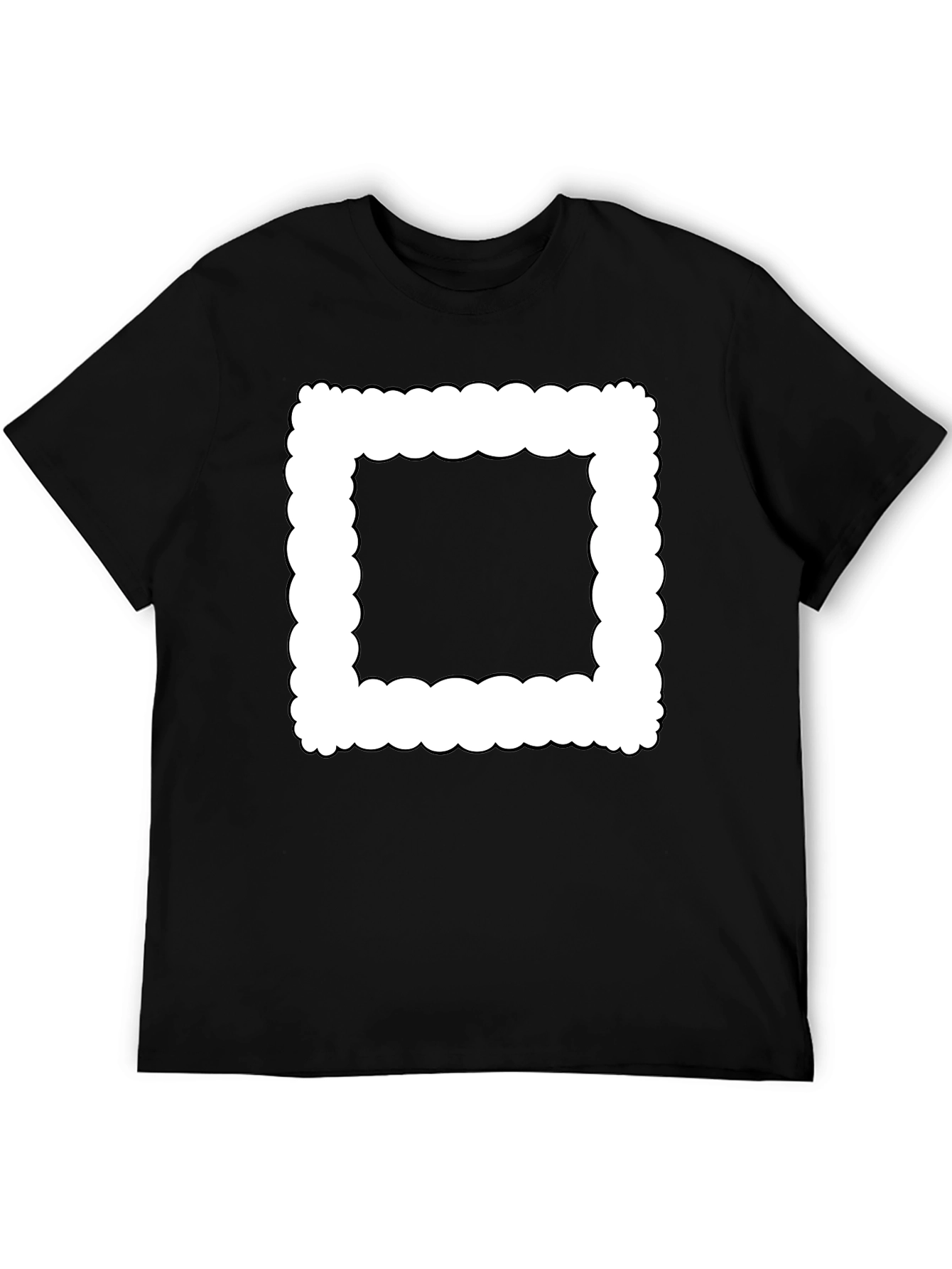 Modern Black T-Shirt with Cloud-Edge White Frame