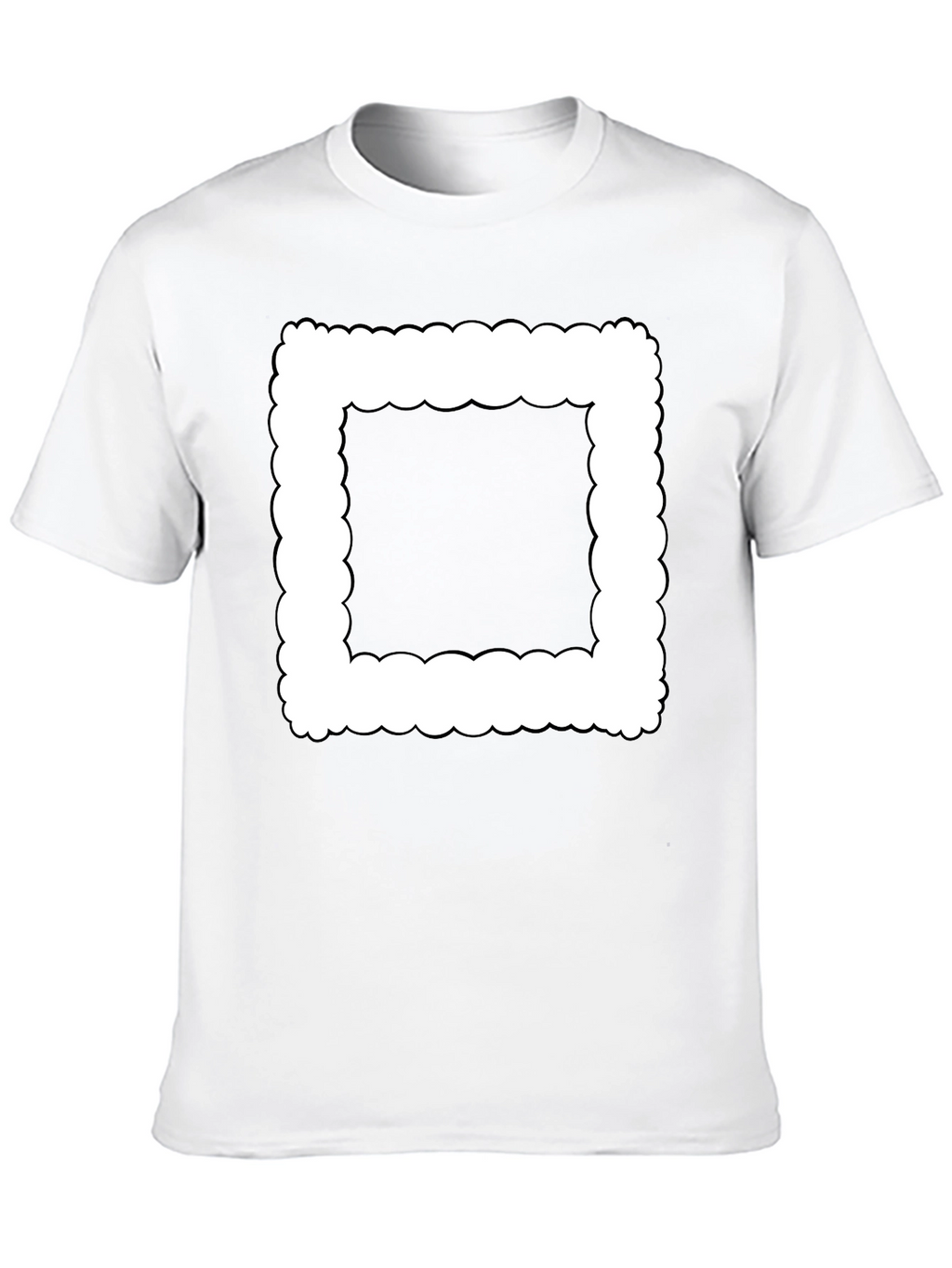Modern Black T-Shirt with Cloud-Edge White Frame
