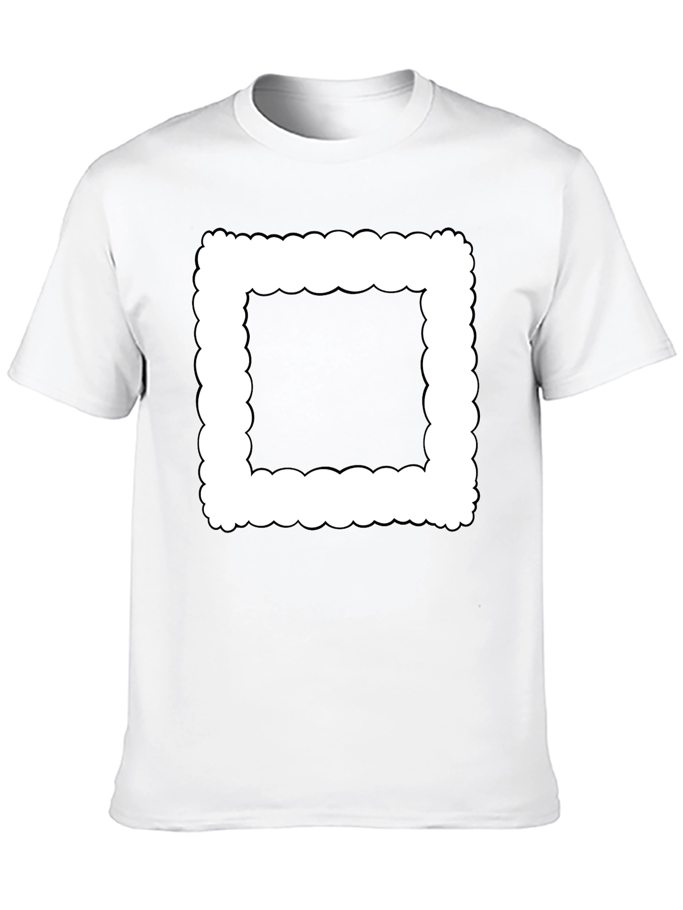 Modern Black T-Shirt with Cloud-Edge White Frame