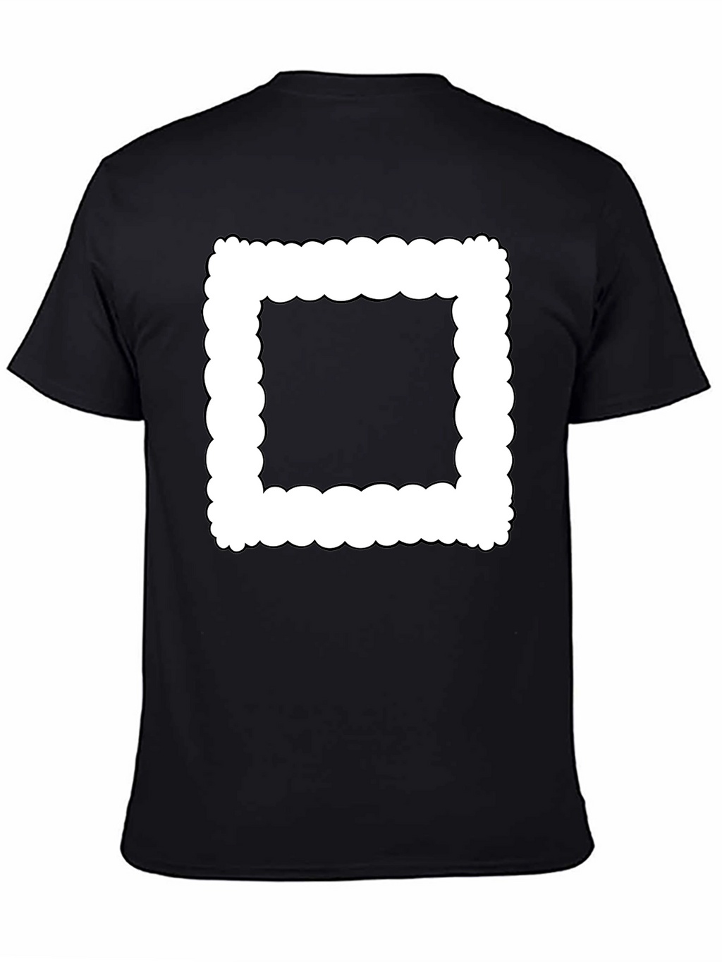 Modern Black T-Shirt with Cloud-Edge White Frame