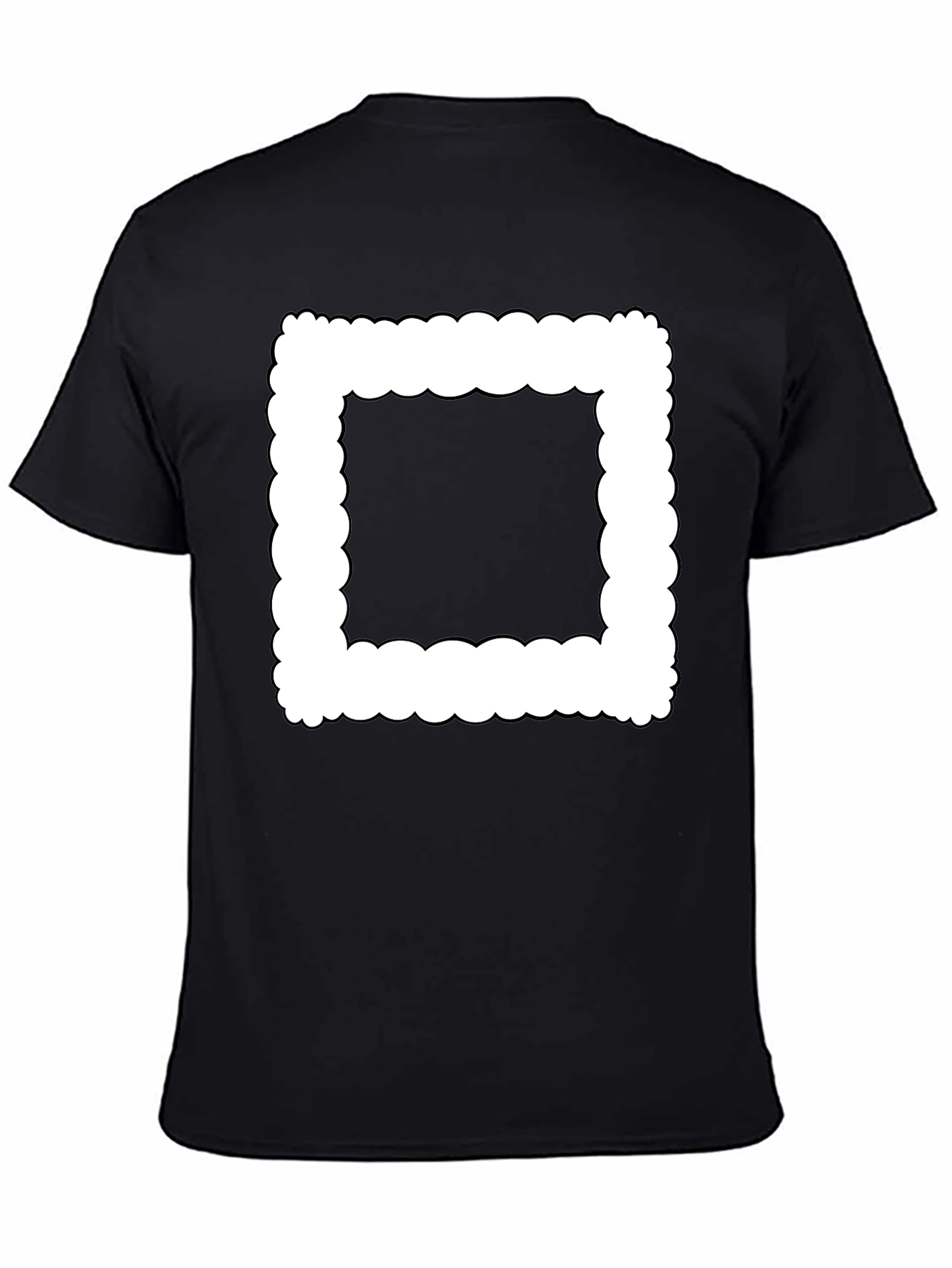 Modern Black T-Shirt with Cloud-Edge White Frame