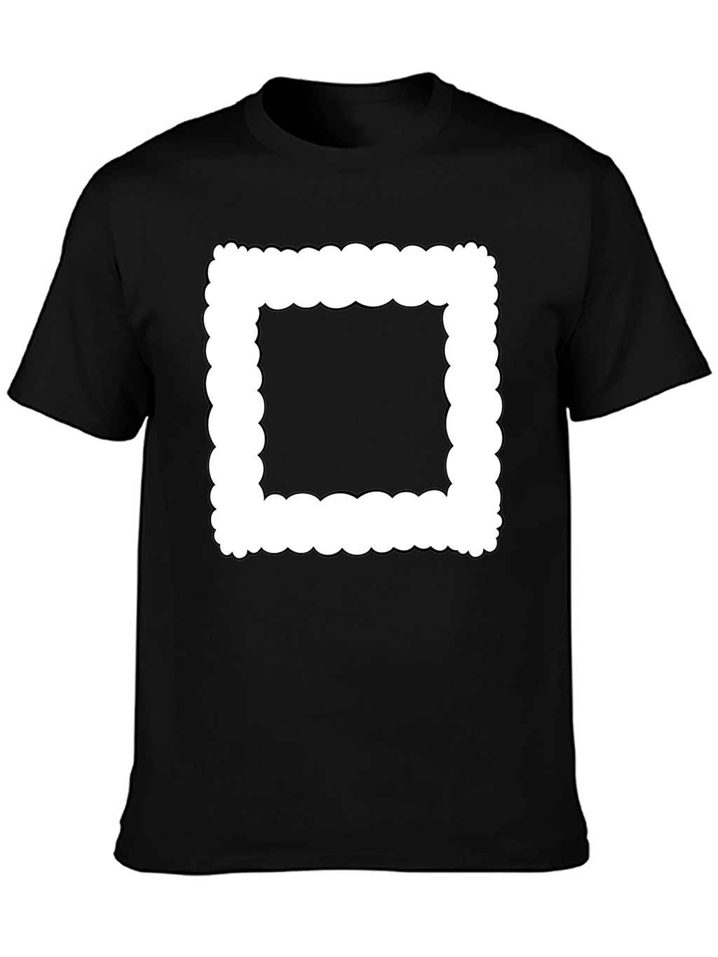 Modern Black T-Shirt with Cloud-Edge White Frame