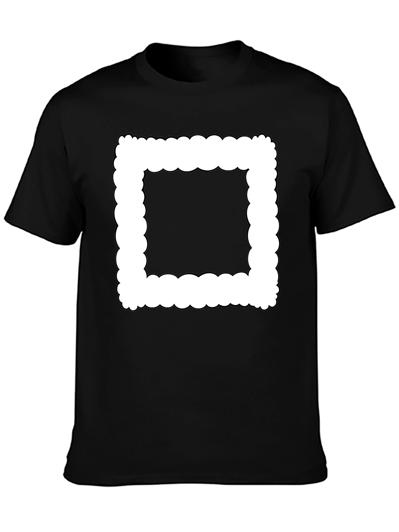 Modern Black T-Shirt with Cloud-Edge White Frame