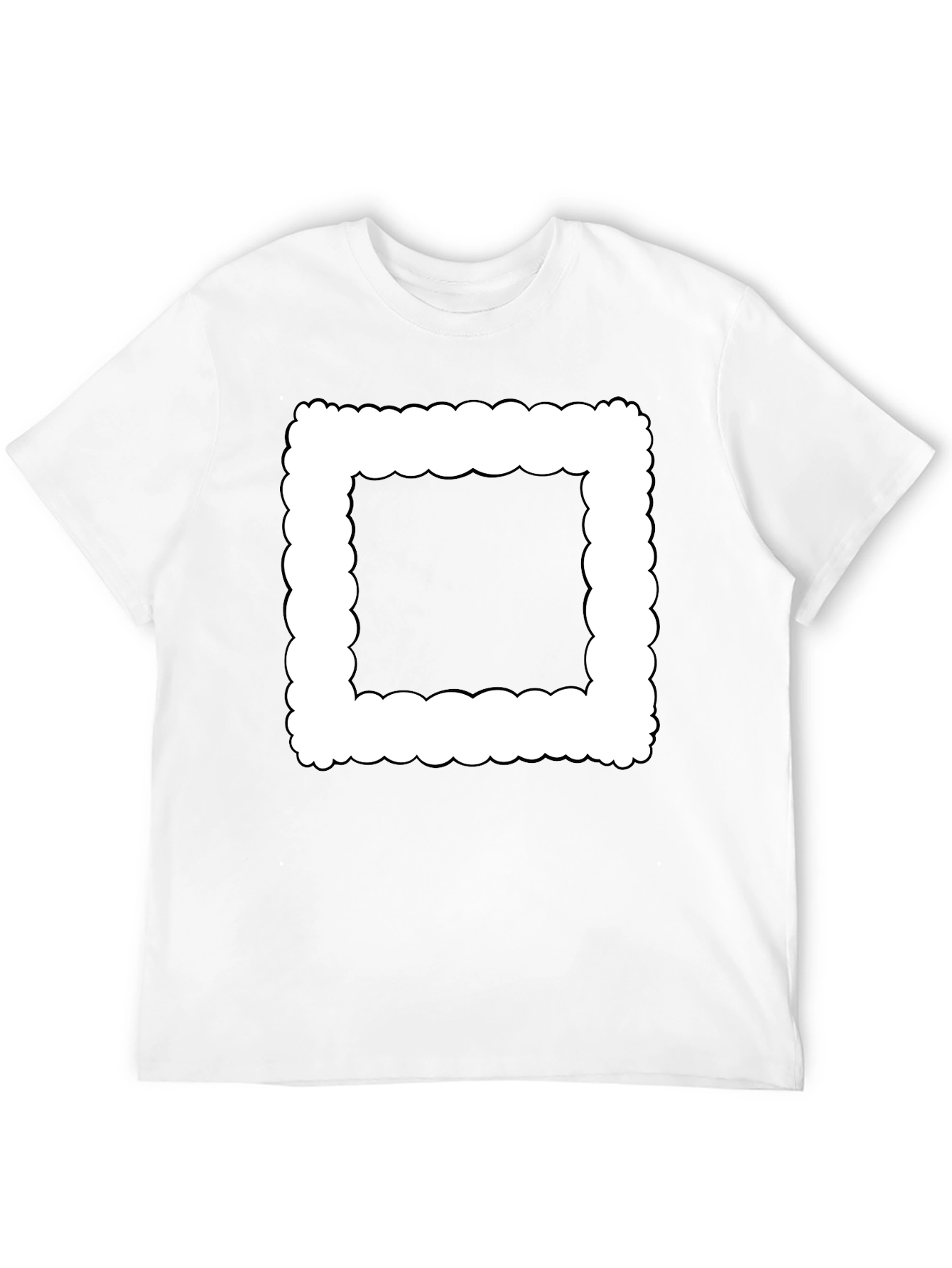 Modern Black T-Shirt with Cloud-Edge White Frame