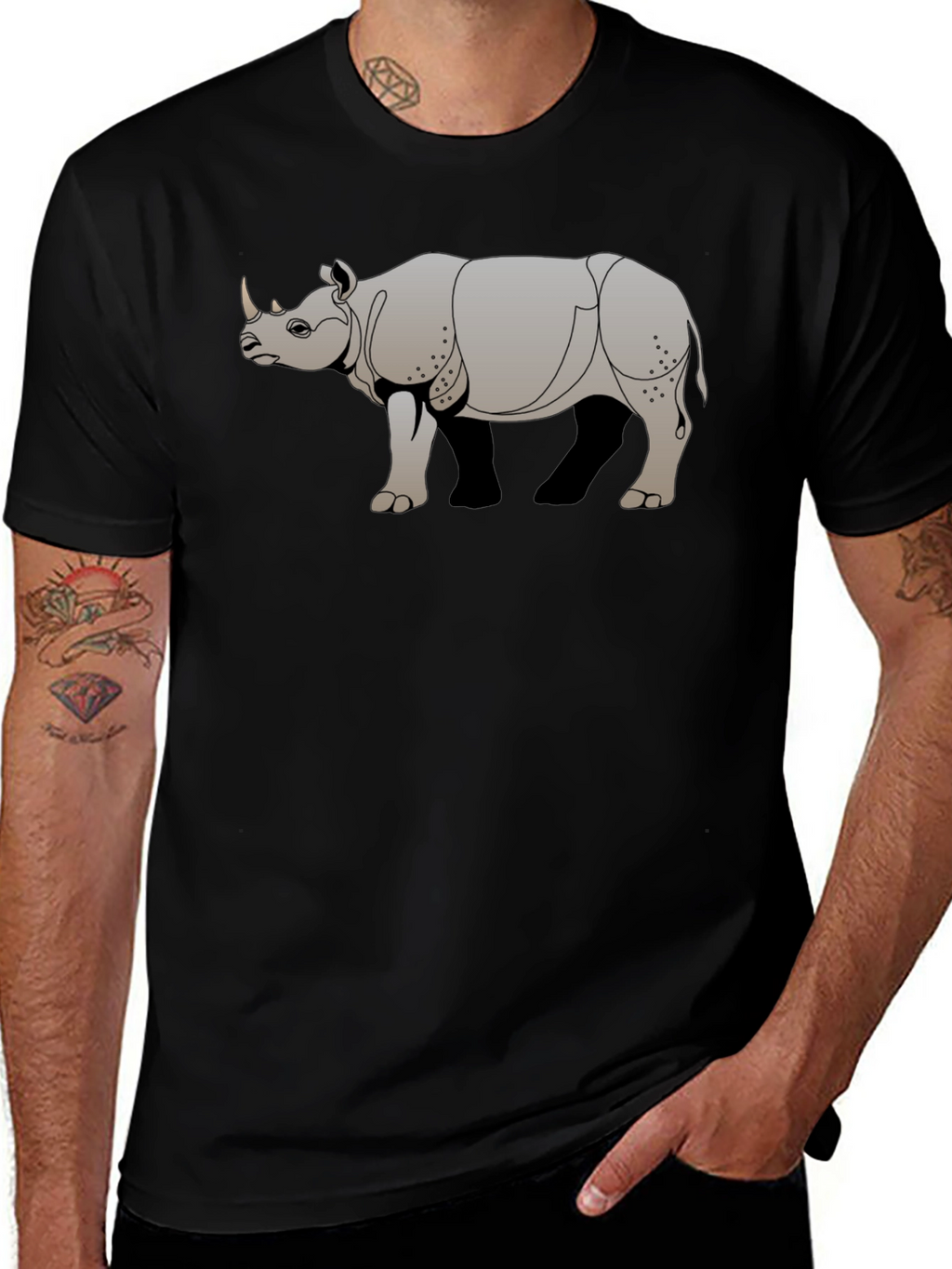 Rhino Graphic Tee - Cool Animal Print T-Shirt