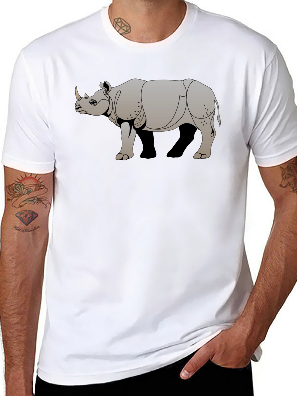 Rhino Graphic Tee - Cool Animal Print T-Shirt
