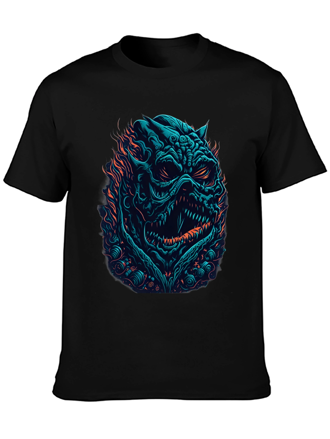 Monster Graphic Print Black T-Shirt