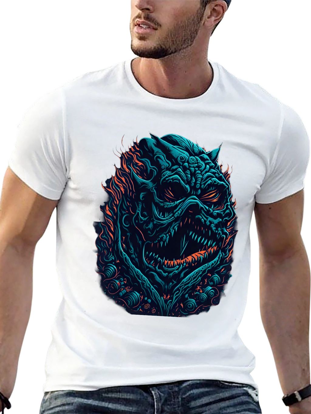 Monster Graphic Print Black T-Shirt