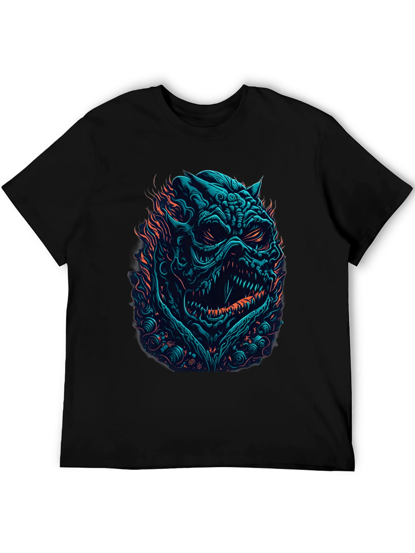 Monster Graphic Print Black T-Shirt