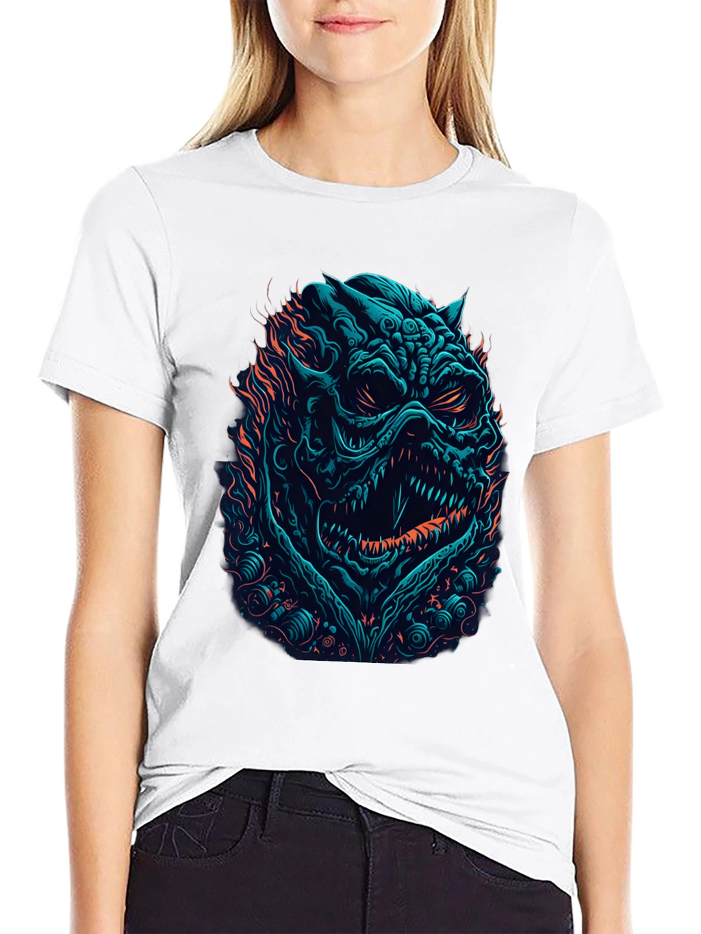 Monster Graphic Print Black T-Shirt