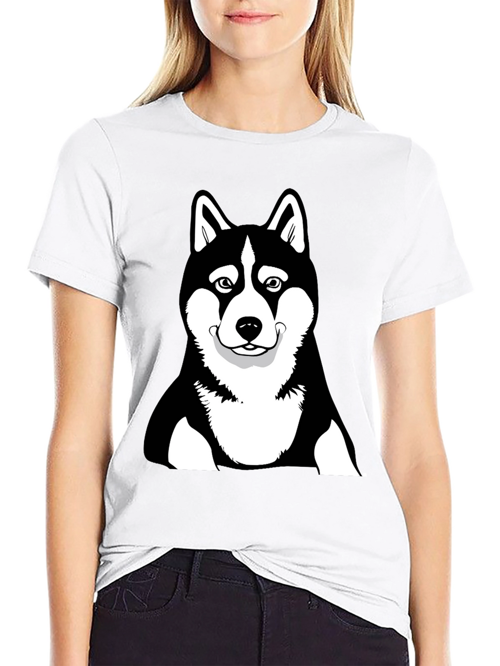 Husky Dog Graphic Black T-Shirt
