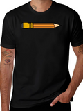 Pencil Graphic Black Tee - Creative Style