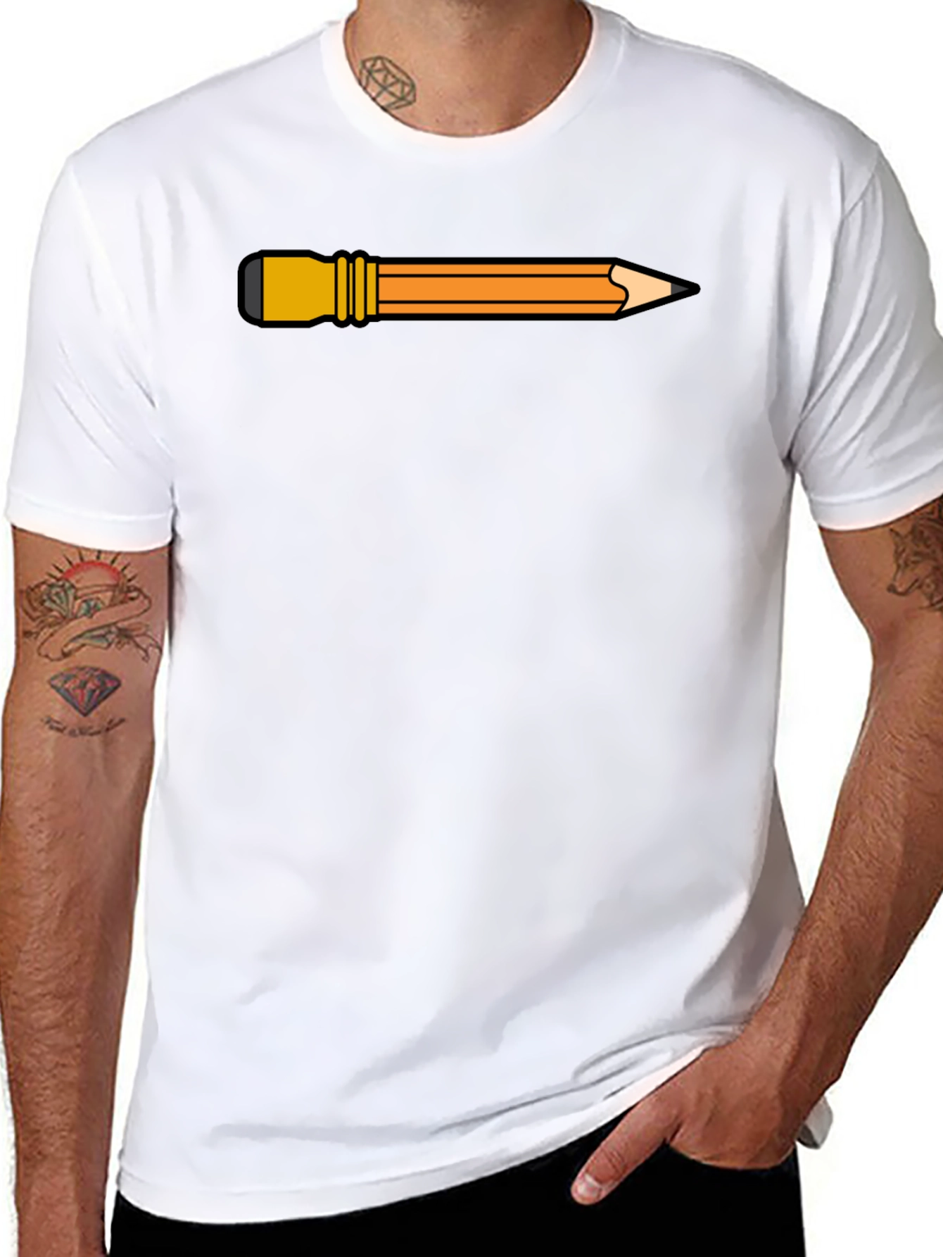 Pencil Graphic Black Tee - Creative Style