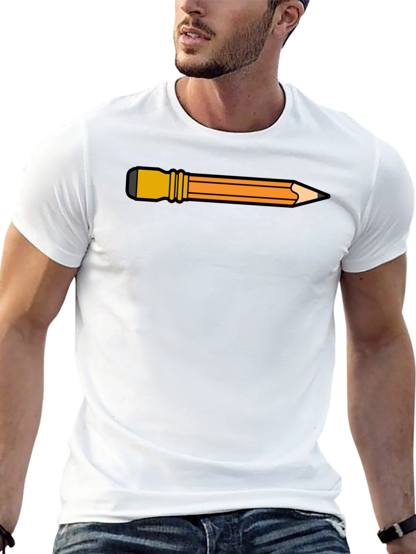 Pencil Graphic Black Tee - Creative Style