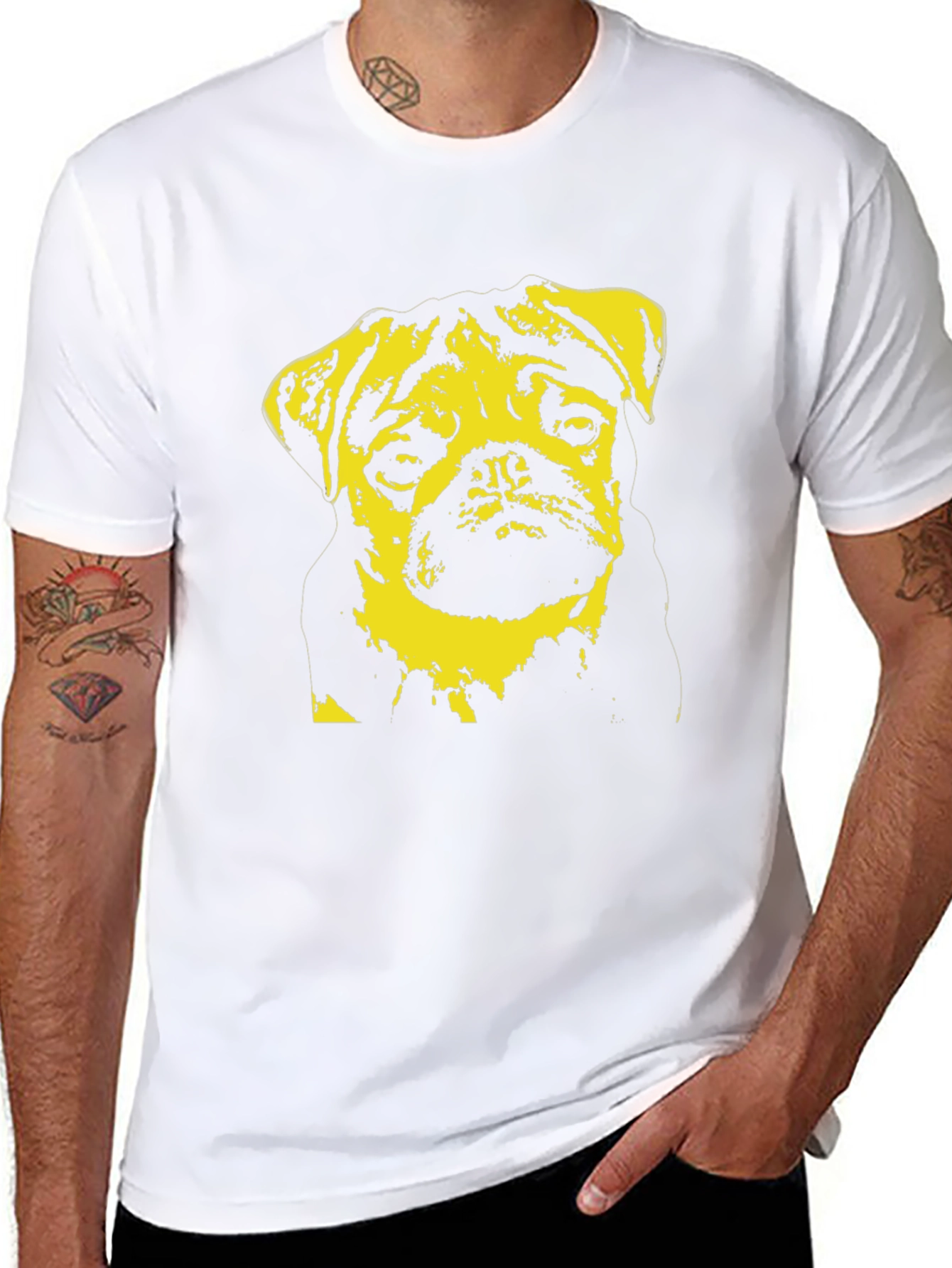 Pug Portrait Graphic Tee - Trendy Dog Lover Shirt