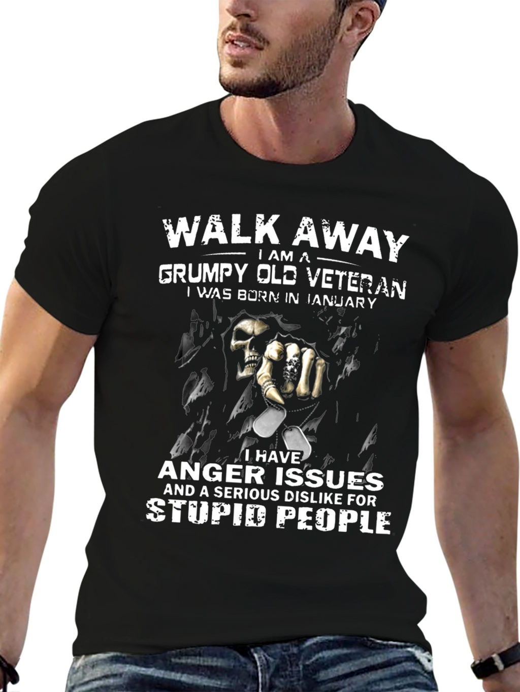 Grumpy Old Veteran January Birthday T-Shirt