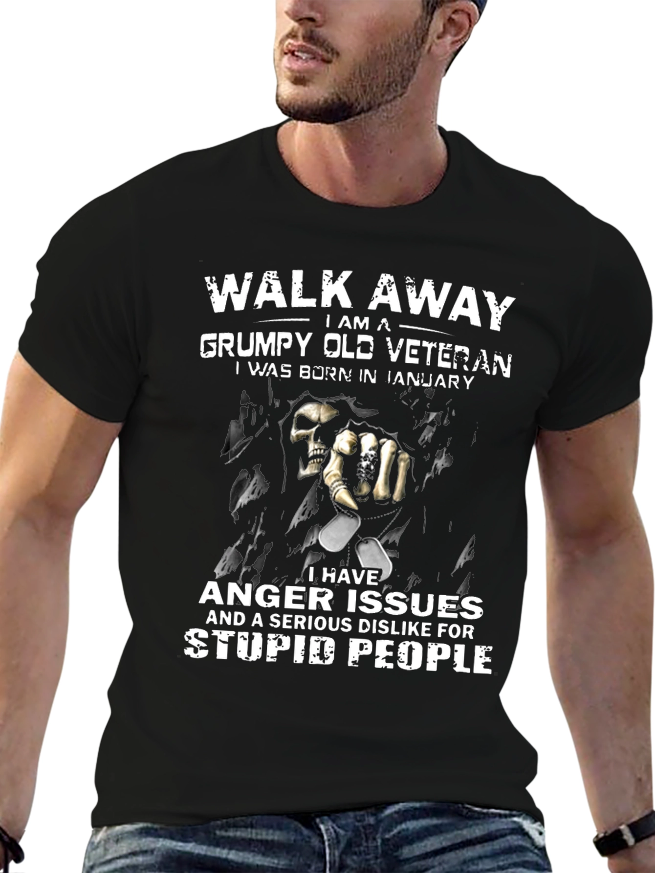 Grumpy Old Veteran January Birthday T-Shirt