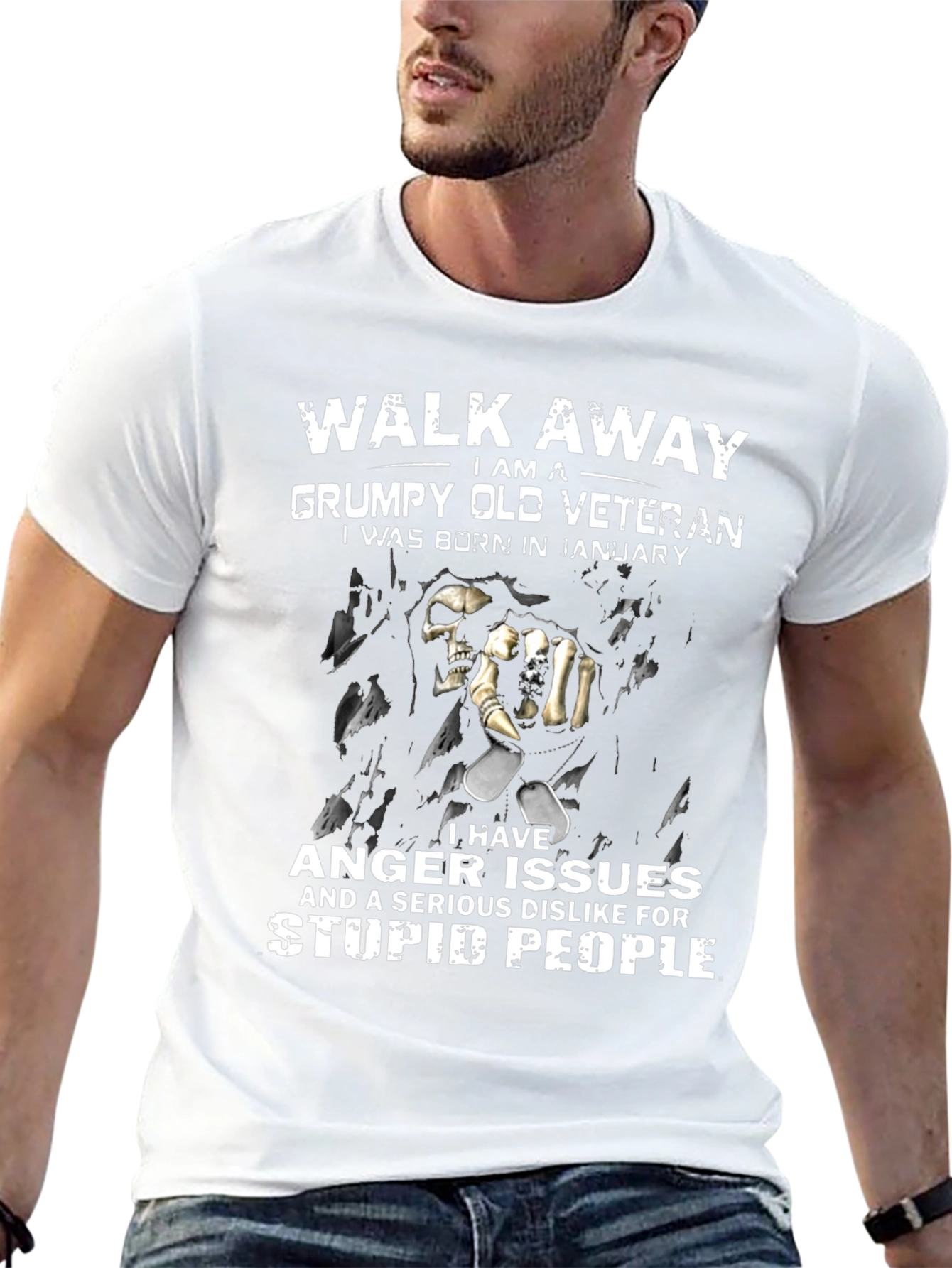 Grumpy Old Veteran January Birthday T-Shirt