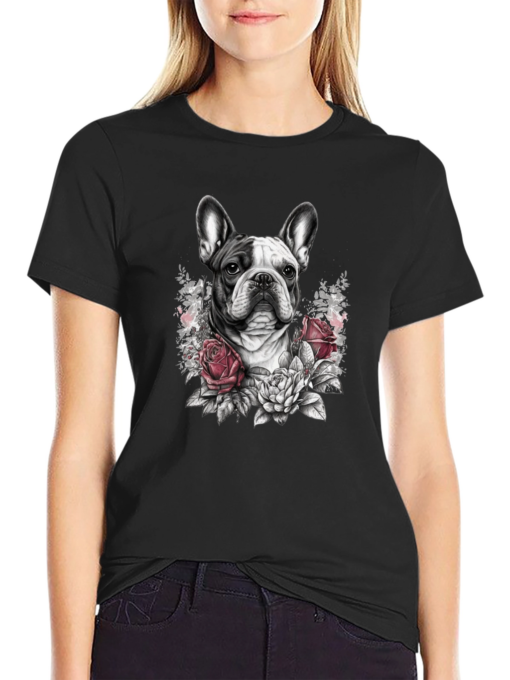 Floral French Bulldog Graphic Tee
