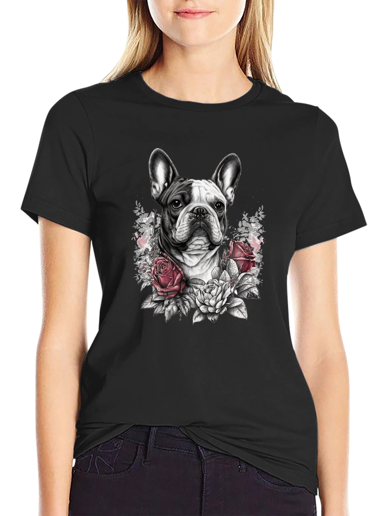 Floral French Bulldog Graphic Tee