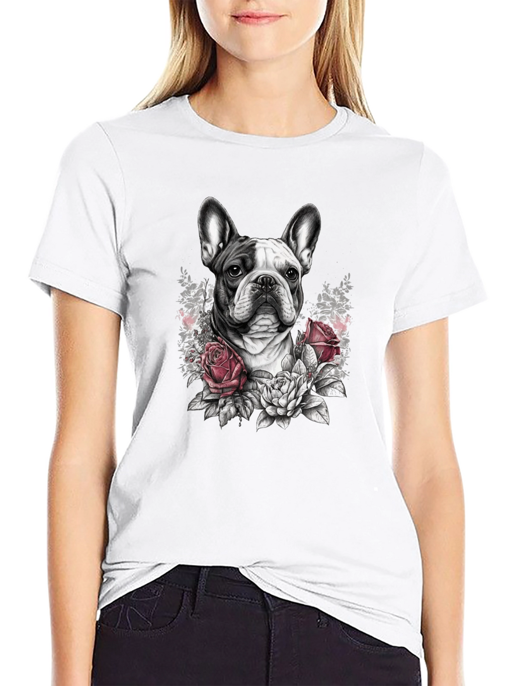 Floral French Bulldog Graphic Tee