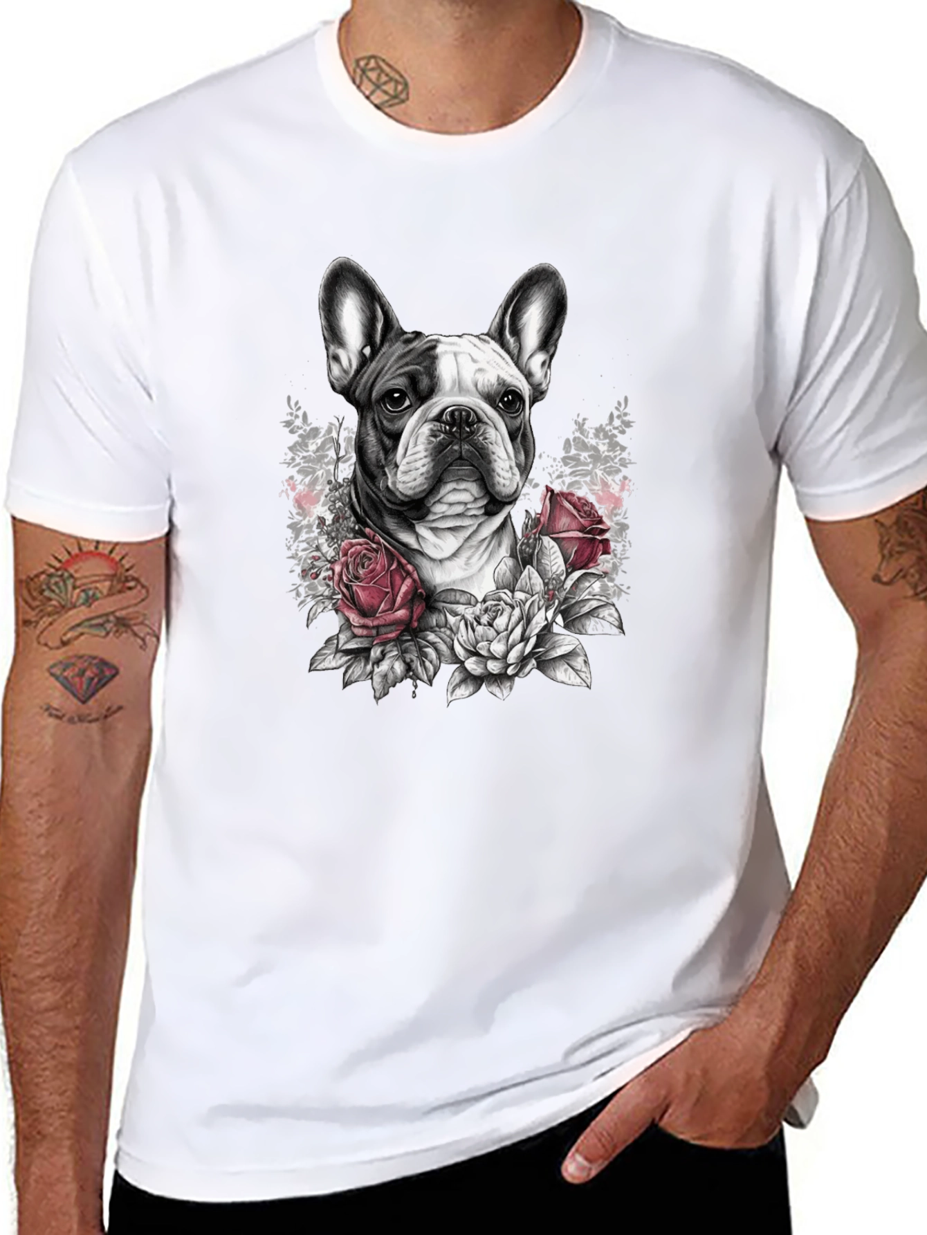 Floral French Bulldog Graphic Tee