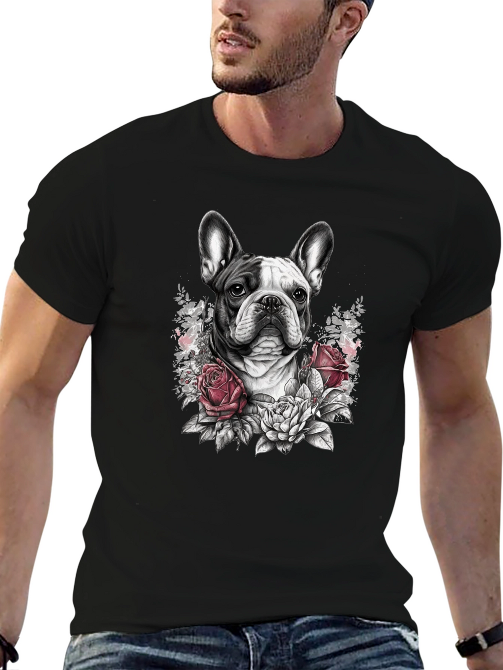 Floral French Bulldog Graphic Tee