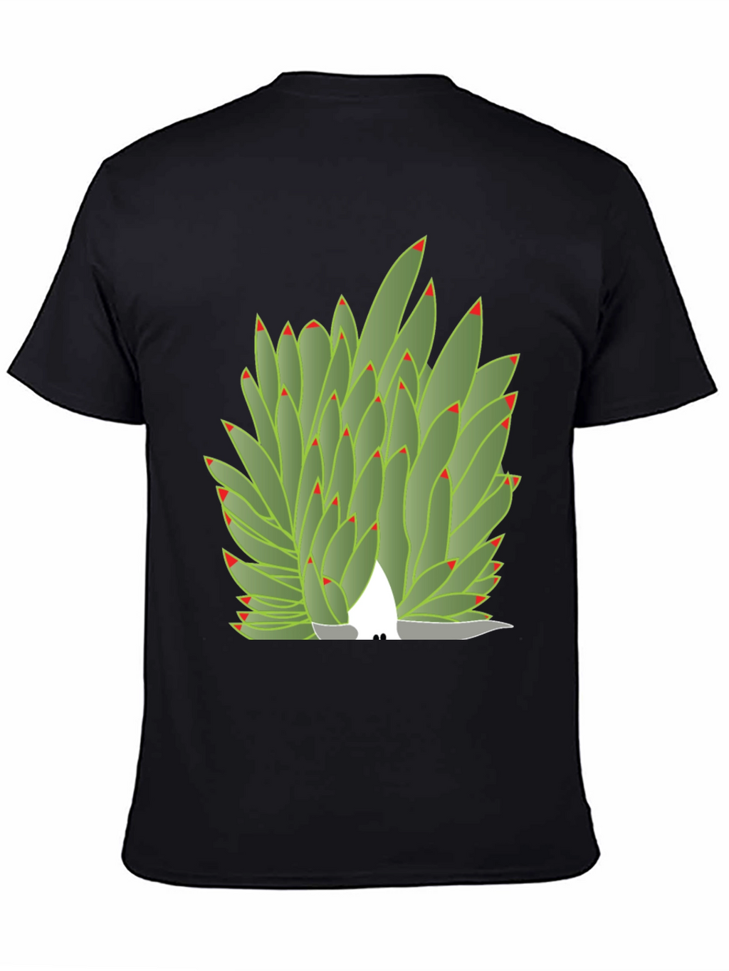 Succulent Plant Graphic Tee - Black Cotton Blend