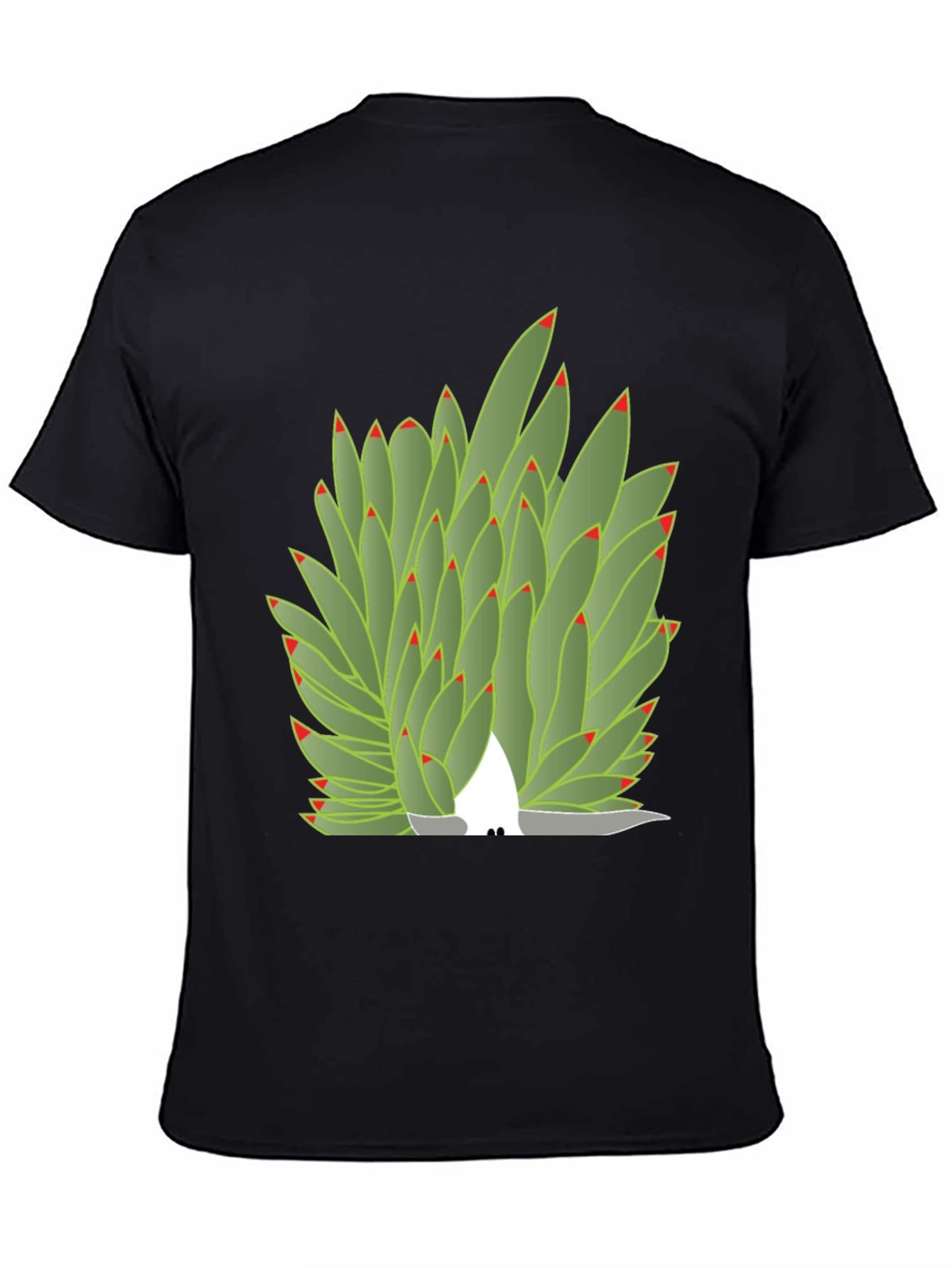Succulent Plant Graphic Tee - Black Cotton Blend