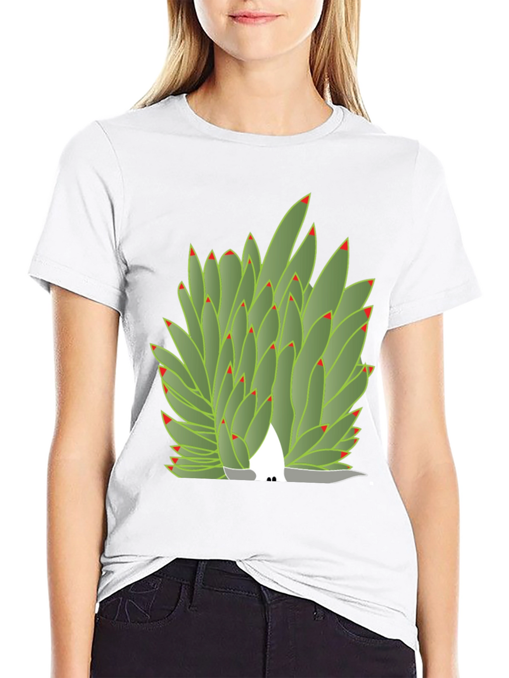 Succulent Plant Graphic Tee - Black Cotton Blend