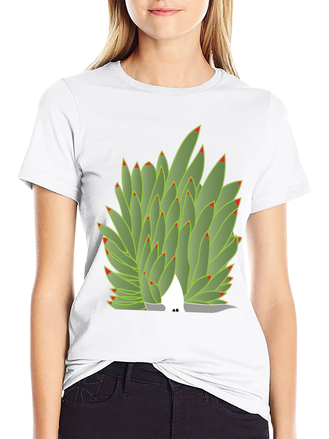 Succulent Plant Graphic Tee - Black Cotton Blend