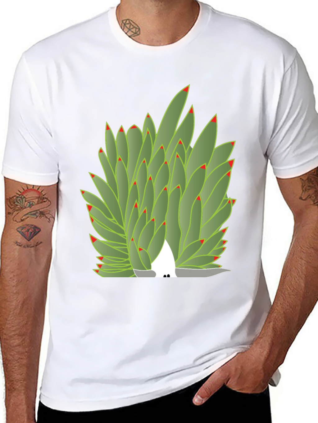 Succulent Plant Graphic Tee - Black Cotton Blend