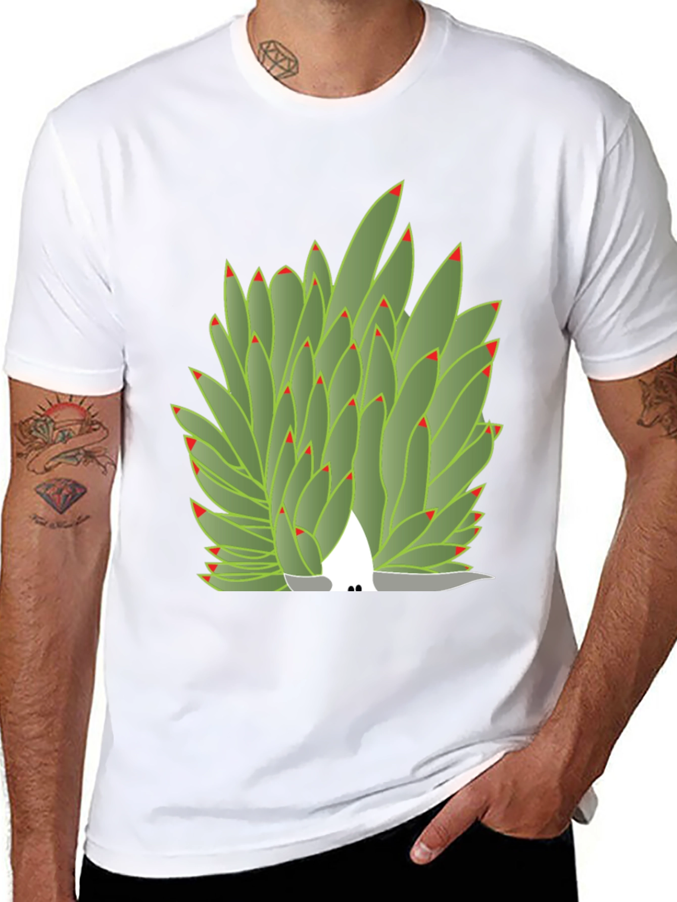Succulent Plant Graphic Tee - Black Cotton Blend