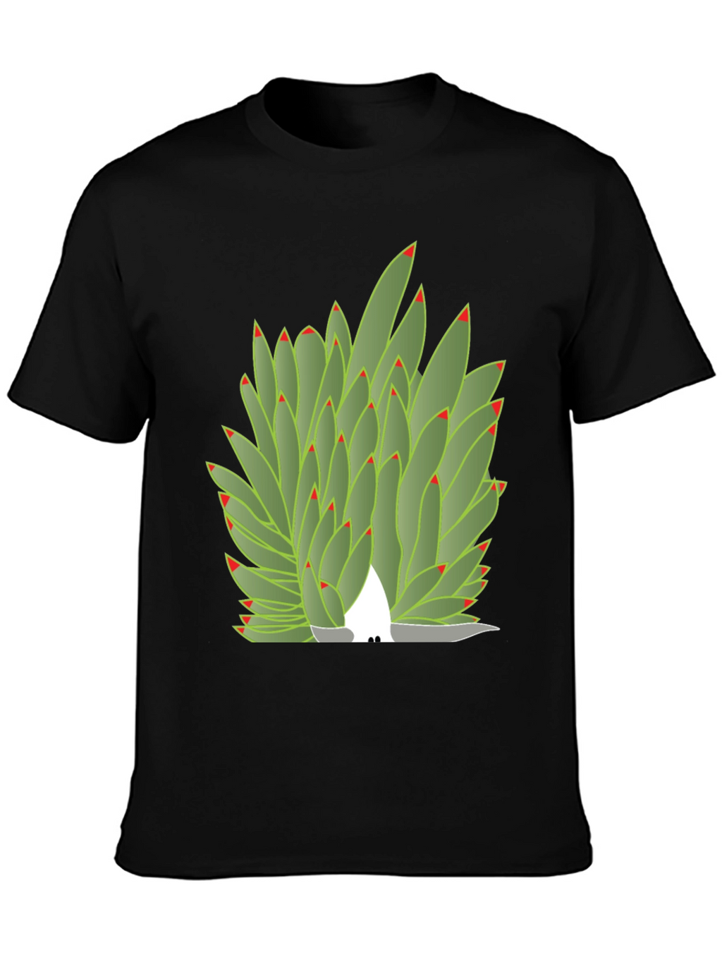 Succulent Plant Graphic Tee - Black Cotton Blend