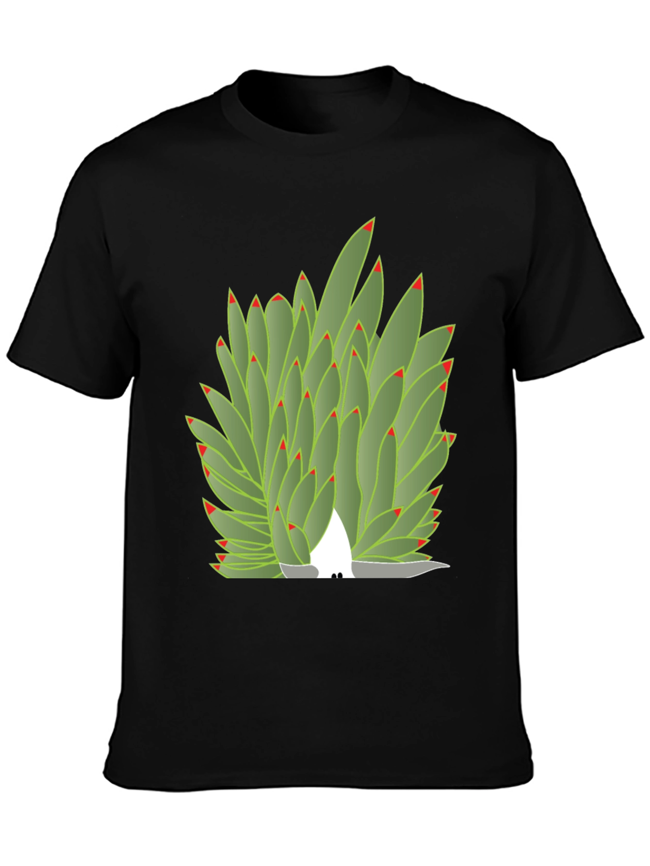 Succulent Plant Graphic Tee - Black Cotton Blend