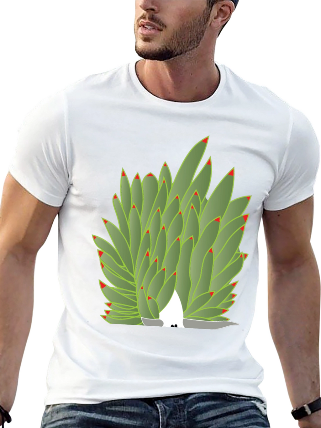 Succulent Plant Graphic Tee - Black Cotton Blend