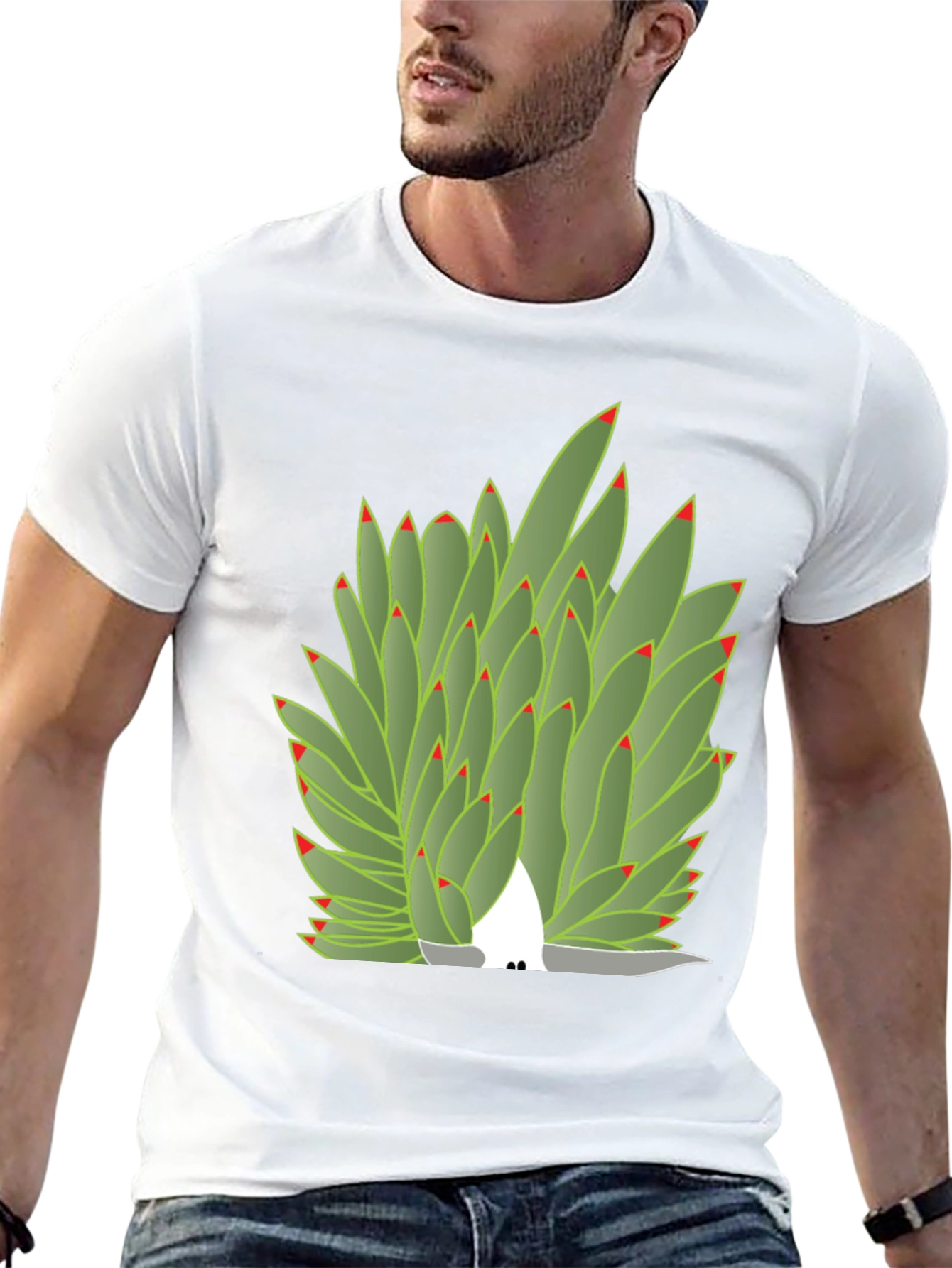 Succulent Plant Graphic Tee - Black Cotton Blend
