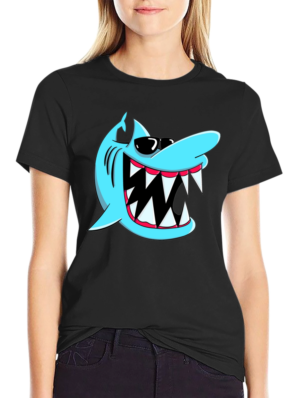 Cool Shark Graphic Tee - Black Cotton Shirt