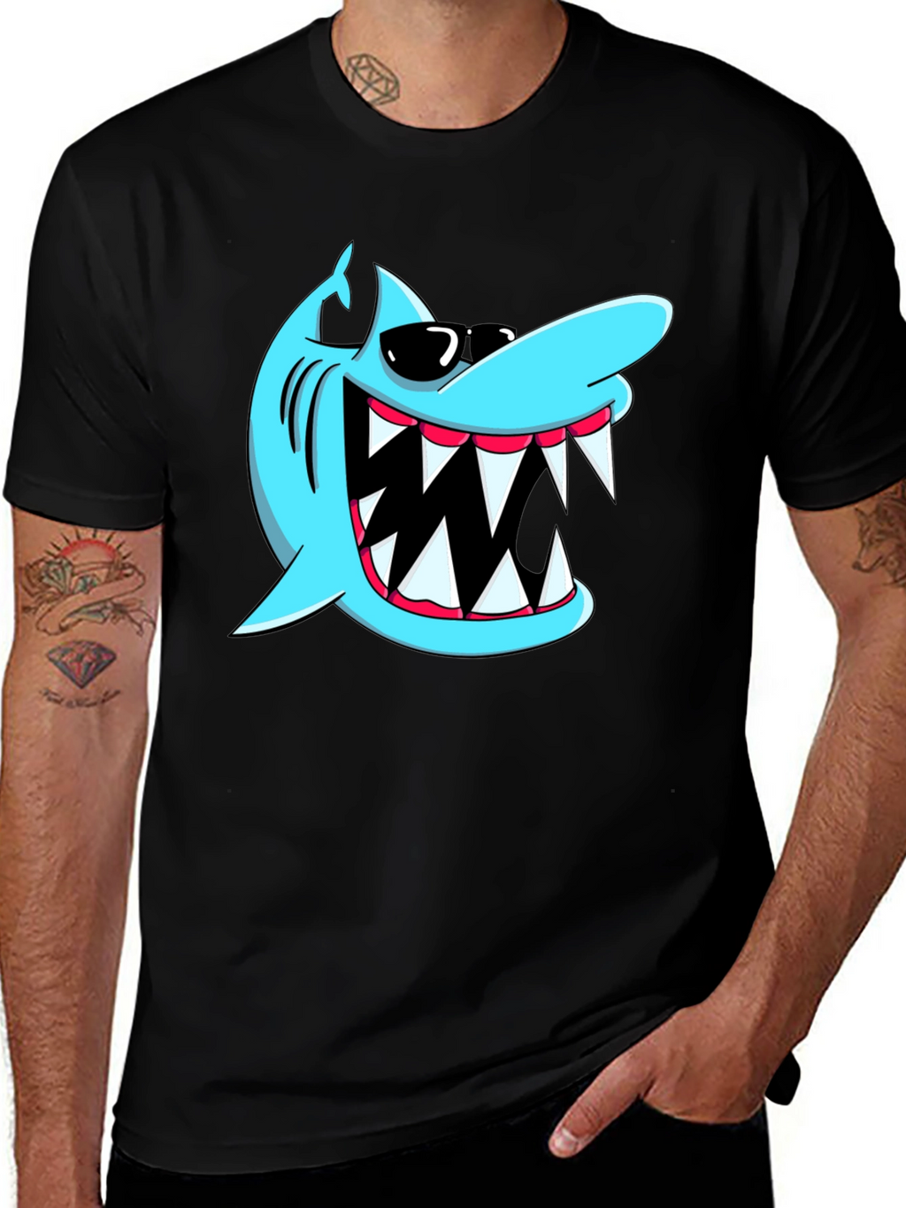Cool Shark Graphic Tee - Black Cotton Shirt