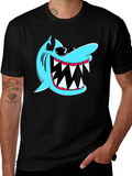 Cool Shark Graphic Tee - Black Cotton Shirt