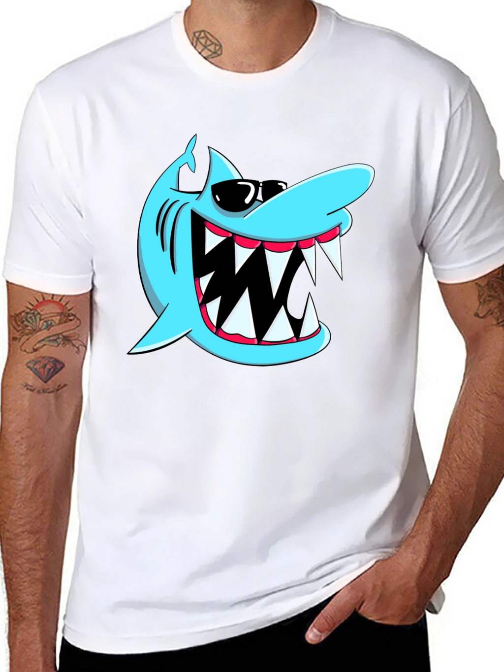 Cool Shark Graphic Tee - Black Cotton Shirt