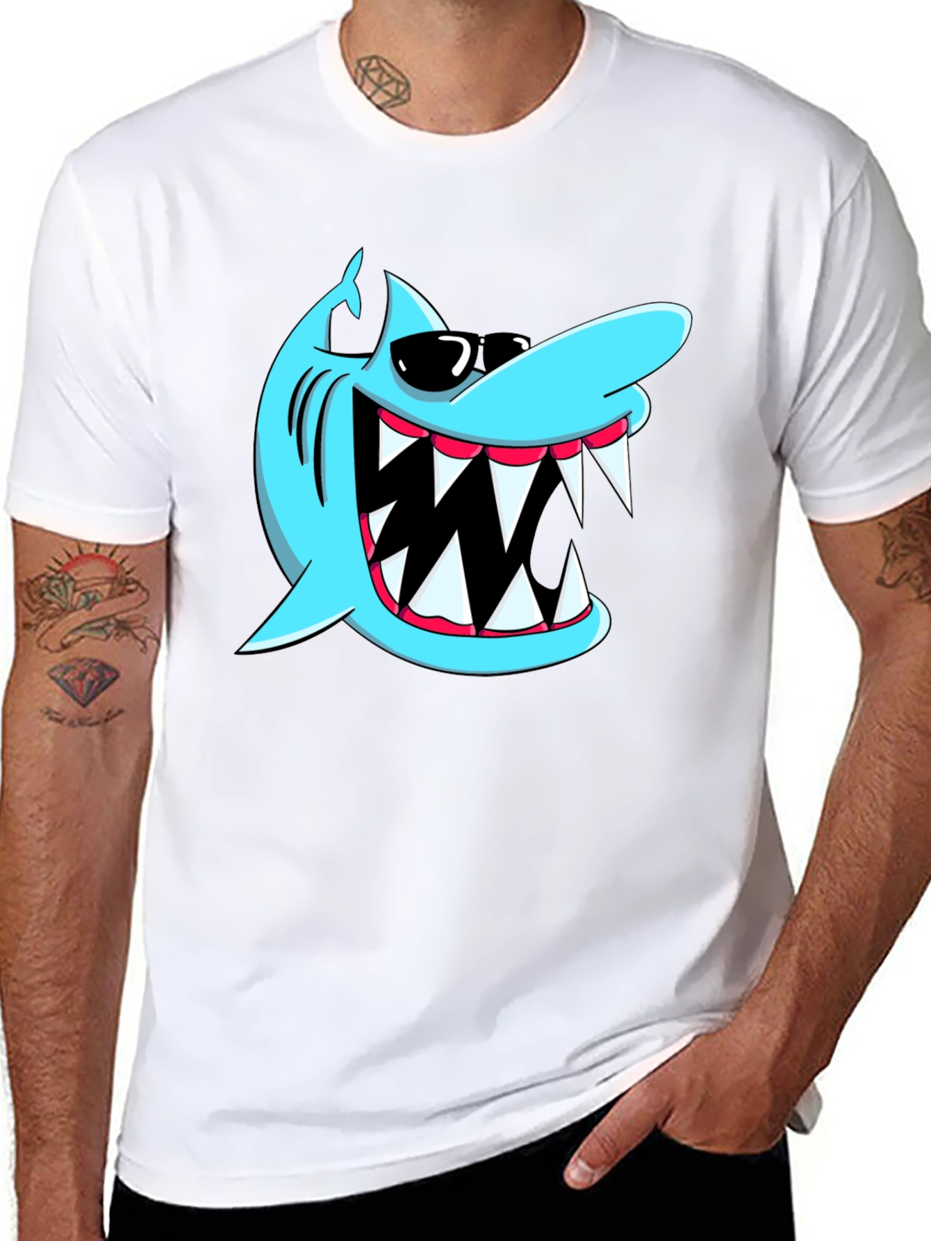Cool Shark Graphic Tee - Black Cotton Shirt