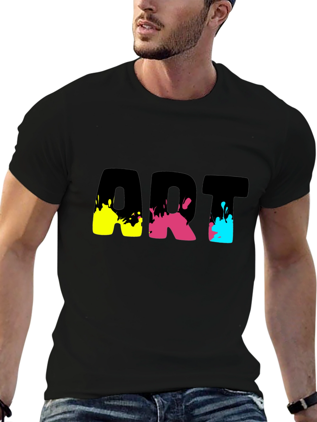 Abstract Art Splatter Graphic Tee - Black