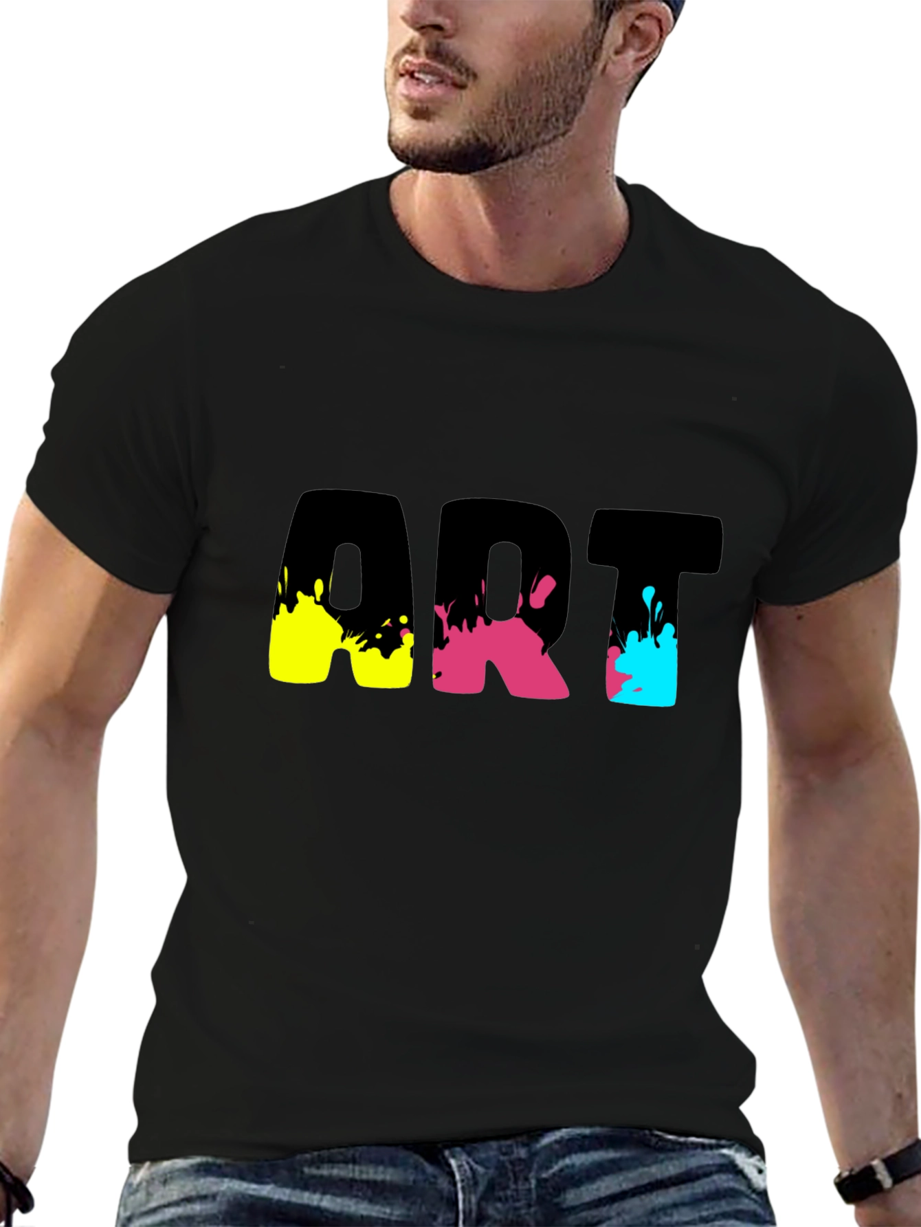 Abstract Art Splatter Graphic Tee - Black